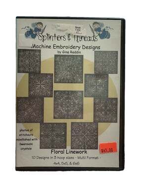 Splinters and Threads Machine Embroidery Design CD Floral Linework  Gina Reddin
